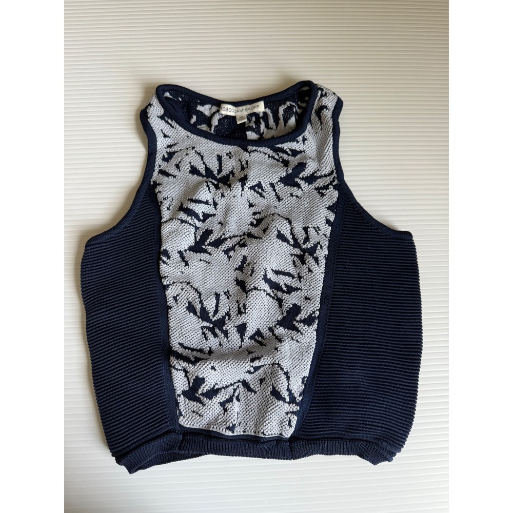 Rebecca Minkoff XS Sleeveless Knit Top Floral Okina Knit Crop Tank Top and